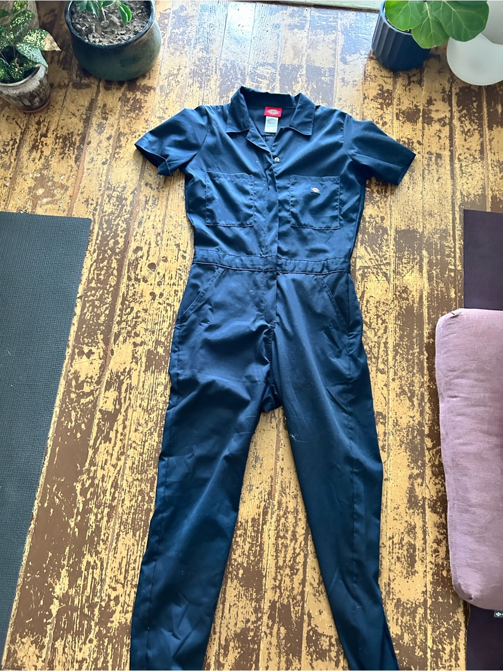 Dickies Women's Navy Short-Sleeve Utility Coverall Jumpsuit
